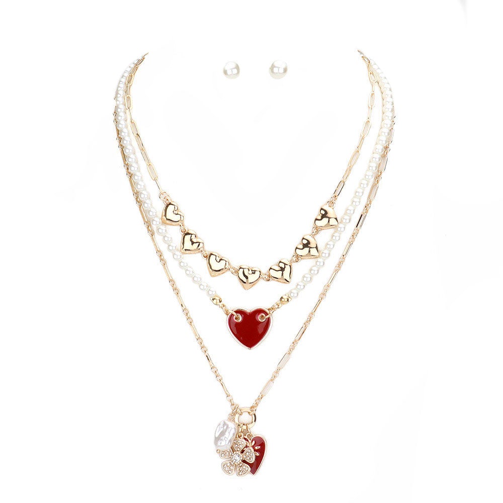 Cream Metal Enamel Heart Rhinestone Embellished Flower Freshwater Pearl Pendant Necklaces. Beautifully crafted design adds a gorgeous glow to any outfit. Jewelry that fits your lifestyle! Perfect Birthday Gift, Anniversary Gift, Mother's Day Gift, Anniversary Gift, Graduation Gift, Prom Jewelry, Just Because Gift
