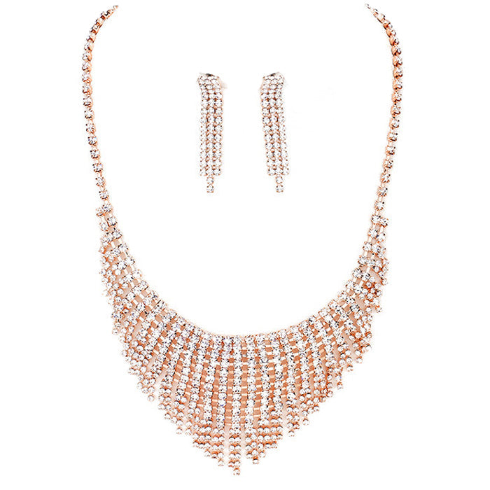 Crystal Rhinestone Pave Necklace Crystal Embellished Collar Evening Set Rhinestone Bib Crystal Necklace Special Occasion Rhinestone Necklace & Earring Set stunning jewelry set will sparkle all night long, making you shine like a diamond, perfect for night out on the town or black tie party, Perfect Gift, Birthday, Anniversary, Prom, Christmas, Holiday Party, Sweet 16, Wedding, Quinceanera
