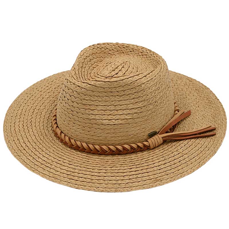 Dark Natural C.C Paper Straw Braided Panama Hat, Keep your styles on even when you are relaxing at the pool or playing at the beach. Large, comfortable, and perfect for keeping the sun off of your face, neck, and shoulders. Perfect summer, beach accessory. Ideal for travelers who are on vacation or just spending some time in the great outdoors.