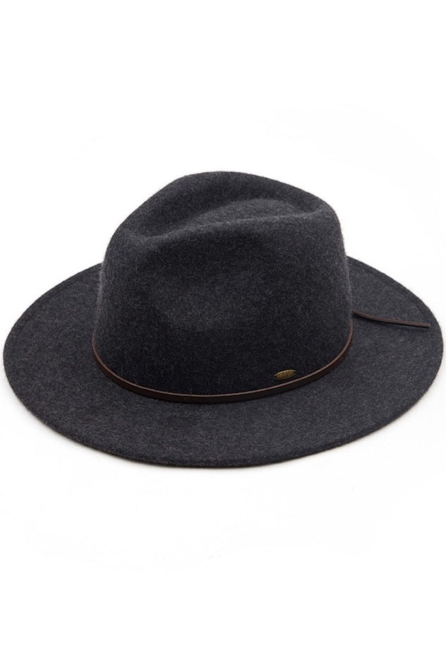 Dark Grey C.C Wool Felt Detailed Panama Summer Sun Hat With Leather Bow Trim; Unique, timeless & classic Summer Sun Fedora Hat has a ribbon band trim material accent. Trendy Birthday, Holiday Gift, Christmas Gift, Regalo de Navided, Bad hair days, casual everyday wear, Anniversary Gift, Fall Outfit, Cool Fashion Fedora, Valentine's Day Gift