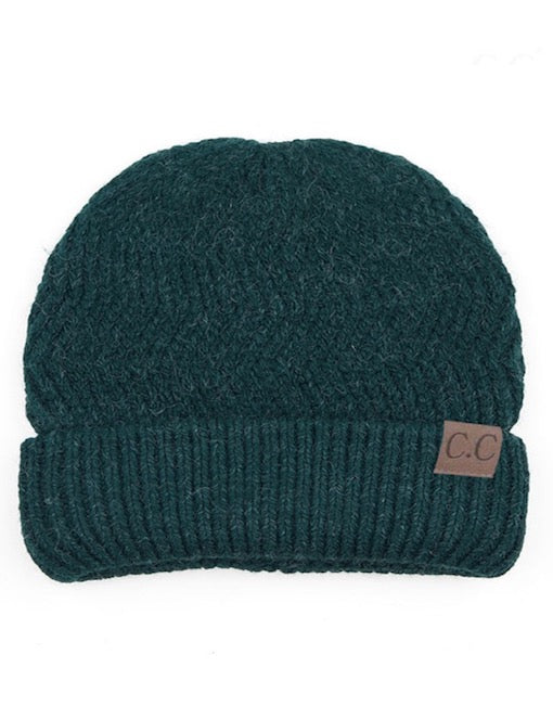 Deep Pine C.C Chevron Knit Beanie With Cuff & Faux Fur Pom Pom Warm Winter Hat; reach for this classic toasty hat to keep you nice n warm in the chilly winter weather, the wintry touch finish to your outfit. Perfect Gift Birthday, Christmas, Holiday, Anniversary, Stocking Stuffer, Secret Santa, Valentine's Day, Loved One, BFF