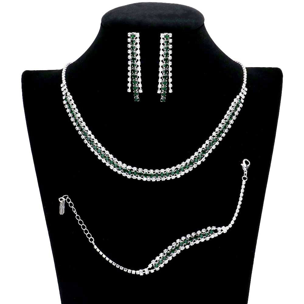 Emerald 3PCS Rhinestone Necklace Jewelry Set. These Necklace jewelry sets are Elegant. Beautifully crafted design adds a gorgeous glow to any outfit. Jewelry that fits your lifestyle! Perfect Birthday Gift, Valentine's Gift, Anniversary Gift, Mother's Day Gift, Anniversary Gift, Graduation Gift, Prom Jewelry, Just Because Gift, Thank you Gift.