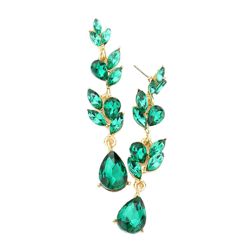 Emaerald Teardrop Marquise Stone Link Dangle Evening Earrings. Elegant dangle earrings put on a pop of color to complete your ensemble. Beautifully crafted design adds a gorgeous glow to any outfit. Perfect for adding just the right amount of shimmer & shine. Perfect for Birthday Gift, Anniversary Gift, Mother's Day Gift, Graduation Gift.