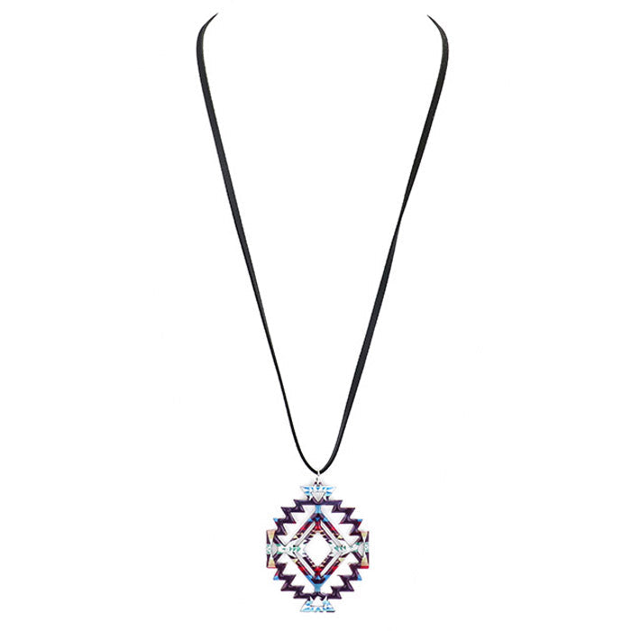 Enamel Aztec Pattern Pendant Necklace Aztec Necklace & Earring Set intricate & versatile enough for wearing straight through the week, comfortable for all-day wear, coordinate with any ensemble from business casual to everyday wear. Perfect Birthday Gift, Mother's Day Gift, Anniversary Gift, Thank you Gift, Graduation