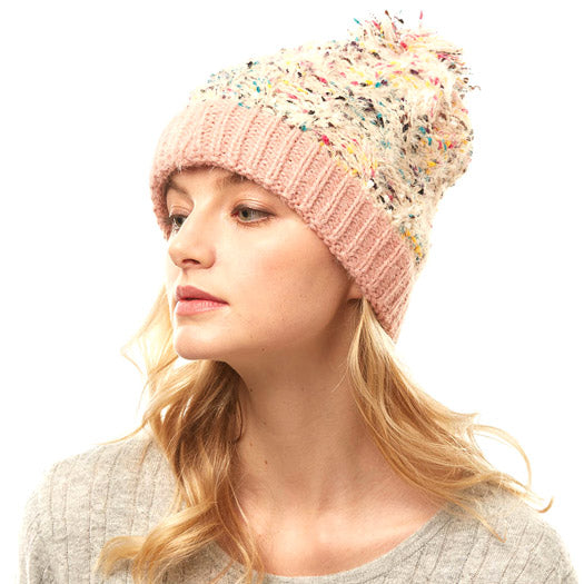 Multi Color Sprinkles Pom Pom Beanie Hat Winter Hat Pom Pom Hat, reach for this classic toasty hat to keep you incredibly warm in the chilly winter weather, the wintry touch finish to your outfit. Perfect Gift Birthday, Christmas, Holiday, Anniversary, Stocking Stuffer, Secret Santa, Valentine's Day, Loved One, BFF