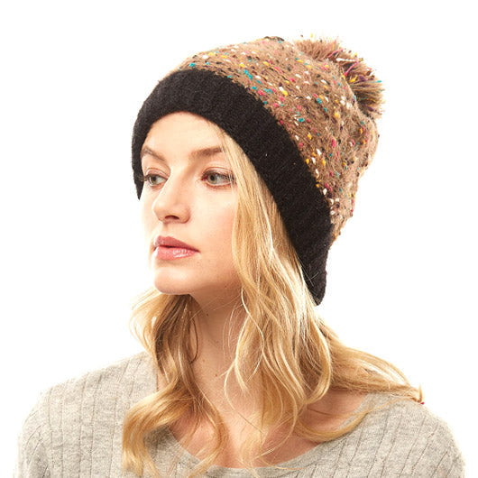 Multi Color Sprinkles Pom Pom Beanie Hat Winter Hat Pom Pom Hat, reach for this classic toasty hat to keep you incredibly warm in the chilly winter weather, the wintry touch finish to your outfit. Perfect Gift Birthday, Christmas, Holiday, Anniversary, Stocking Stuffer, Secret Santa, Valentine's Day, Loved One, BFF
