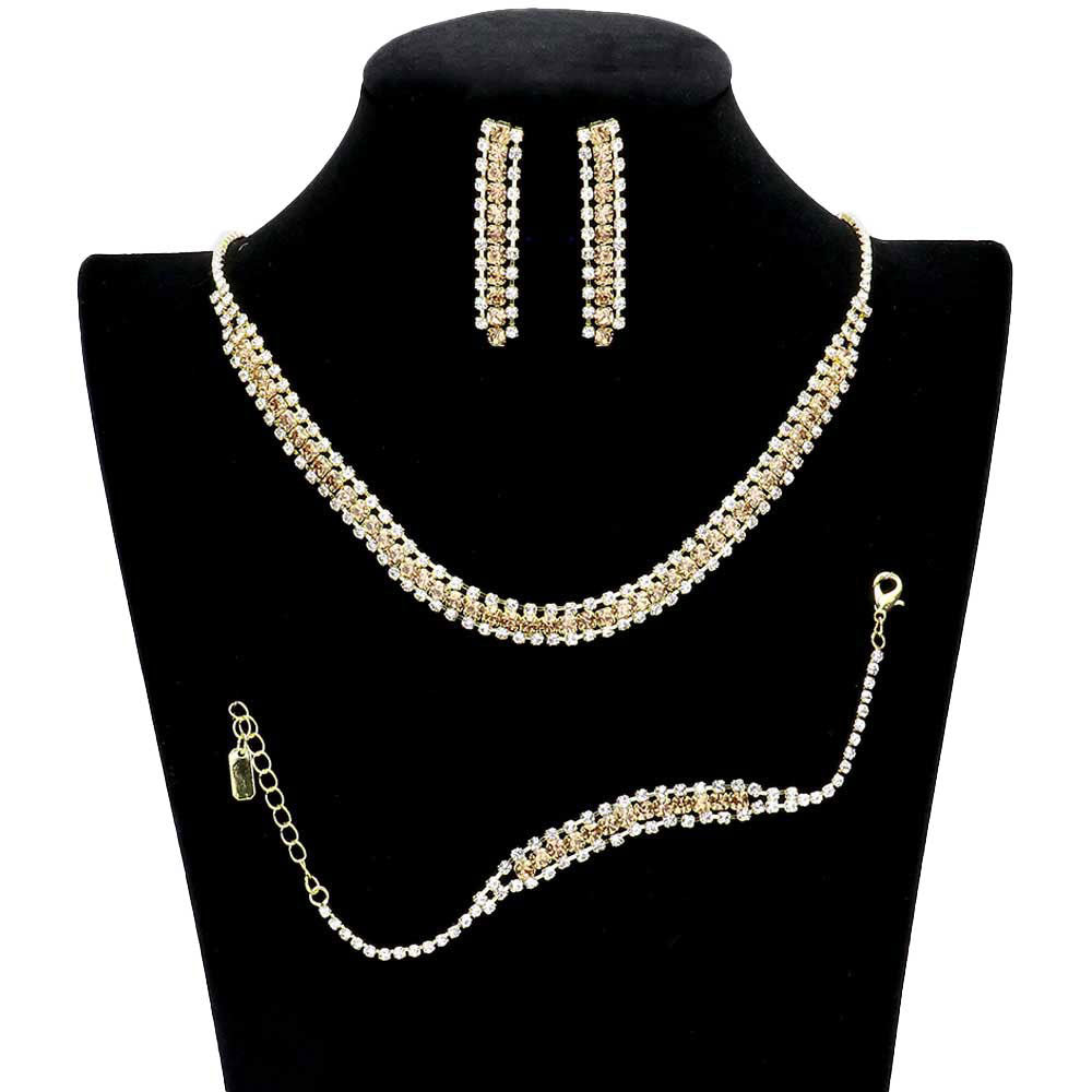 Gold 3PCS Rhinestone Necklace Jewelry Set. These Necklace jewelry sets are Elegant. Beautifully crafted design adds a gorgeous glow to any outfit. Jewelry that fits your lifestyle! Perfect Birthday Gift, Valentine's Gift, Anniversary Gift, Mother's Day Gift, Anniversary Gift, Graduation Gift, Prom Jewelry, Just Because Gift, Thank you Gift.