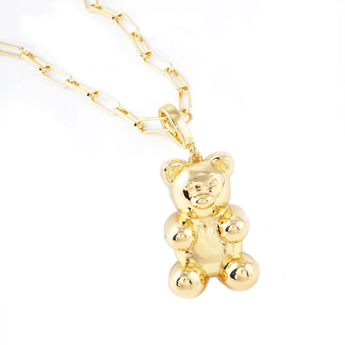 Gold Animal Dipped Brass Metal Bear Pendant Necklace, Wear together or separate according to your event, versatile enough for wearing straight through the week, perfectly lightweight for all-day wear, coordinate with any ensemble from business casual to everyday wear, the perfect addition to every outfit.