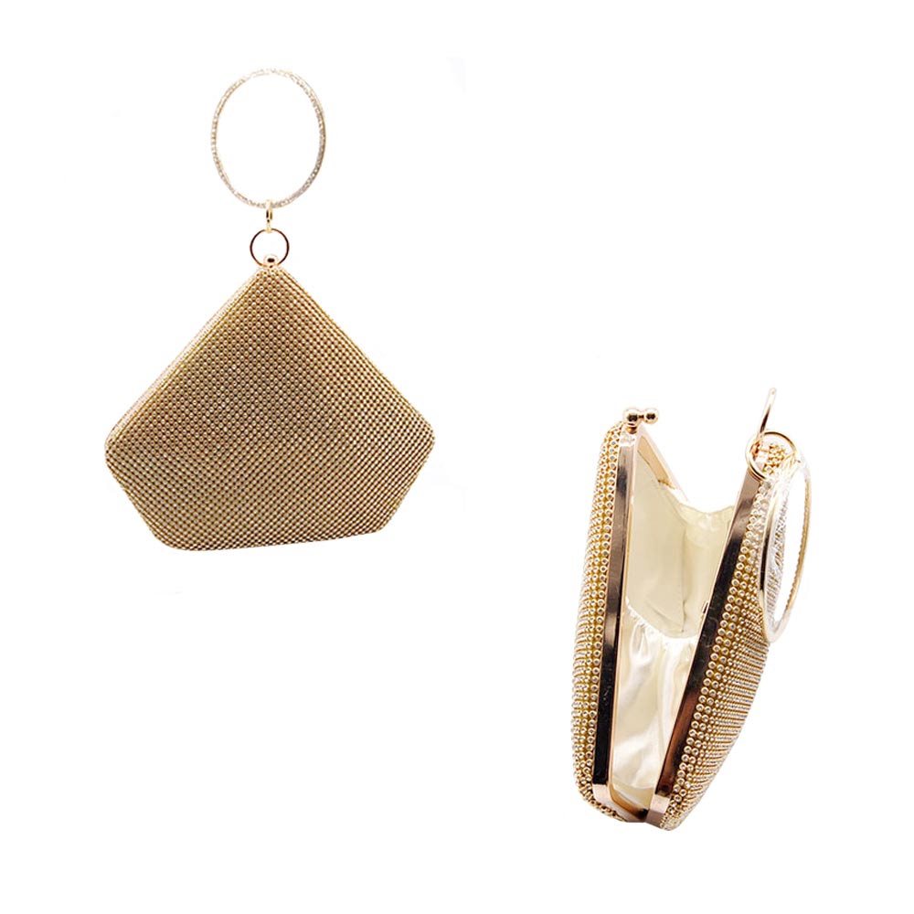 Gold Bling Angled Evening Tote Crossbody Bag, is beautifully designed and fit for all occasions & places. Show your trendy side with this awesome tote crossbody bag. Versatile enough for carrying straight through the week, perfectly lightweight to carry around all day on special occasions. Perfect for makeup, money, credit cards, keys or coins, and many more things.