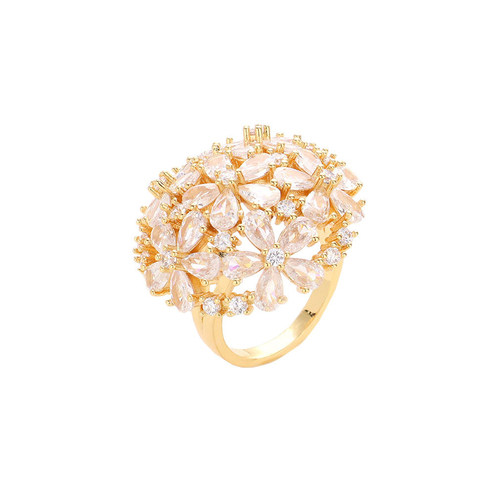 Gold CZ Embellished Flower Cluster Ring, this stunning flower cluster ring is a piece of jewel that will certainly amaze you. Whether you’re looking for something in a classic or timeless style or you’re hoping to make a new discovery, we’re thrilled to provide the perfect handcrafted piece of jewelry to match and exceed your expectations.
