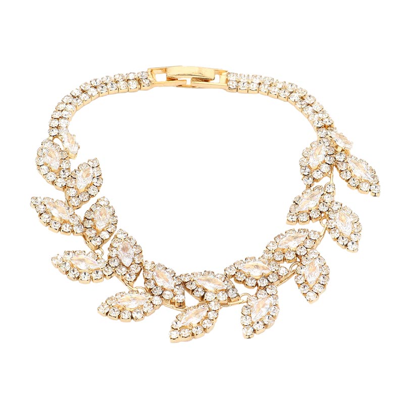 Gold CZ Marquise Stone Accented Evening Bracelet, get ready to make a glowing beauty and receive compliments with this evening bracelet on your special occasions. Put on a pop of color to complete your ensemble. Perfect for adding just the right amount of shimmer & shine and a touch of class to special events. It's the thing just what you need to update your wardrobe. Perfect gift for Birthday, Anniversary, Mother's Day, Thank you, Just Because Gift, and Daily Wear. Express the royalty with beauty!