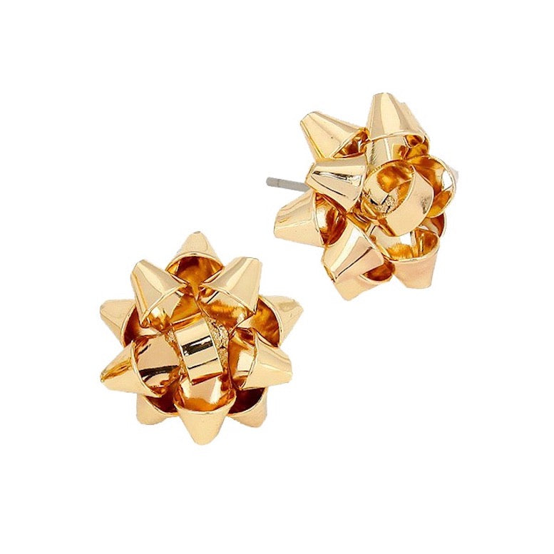 Gold Christmas Gift Bow Charm Detailed Christmas Present Holiday Earrings, get into the Christmas spirit with these gorgeous handcrafted Christmas Earrings, will dangle on your earlobes & bring a smile to those who look at you. Perfect Gift December Birthday, Christmas, Stocking Stuffers, Secret Santa, BFF, Holiday Spirit