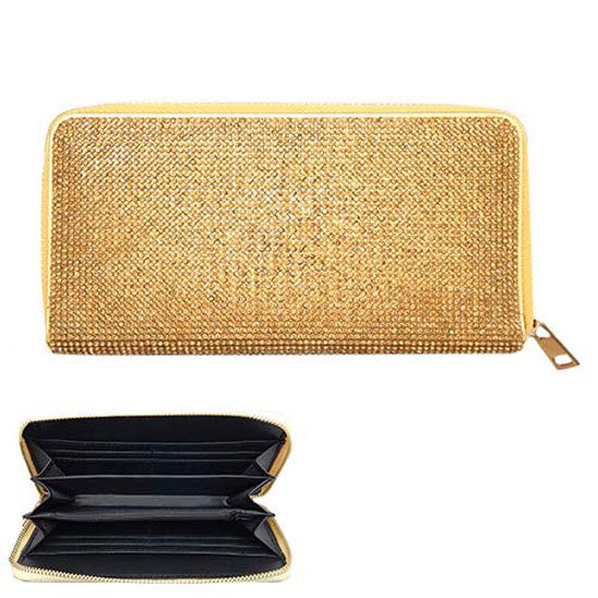 Gold Crystal Rhinestone Pave Zipper Wallet, look like the ultimate fashionista, beautiful Crystal Rhinestone Zipper Wallet. Perfect for money, credit cards, keys or coins and many more things, light and gorgeous. Versatile enough for carrying straight through the week, perfectly lightweight to having around all day. Perfect Birthday Gift, Anniversary Gift, Just Because Gift, Mother's day Gift, Summer, & night out on the beach etc.