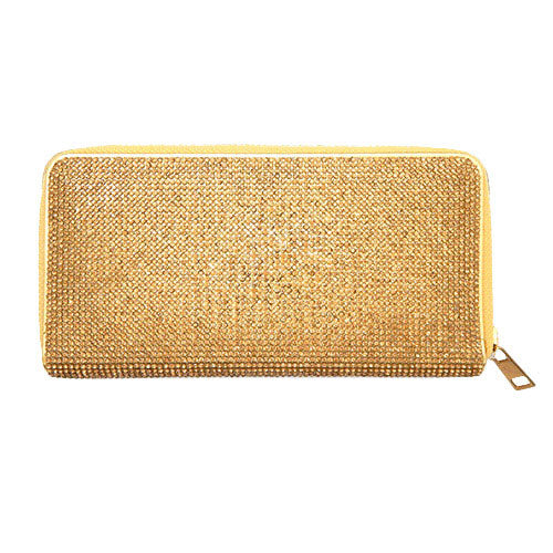 Gold Crystal Rhinestone Pave Zipper Wallet, look like the ultimate fashionista, beautiful Crystal Rhinestone Zipper Wallet. Perfect for money, credit cards, keys or coins and many more things, light and gorgeous. Versatile enough for carrying straight through the week, perfectly lightweight to having around all day. Perfect Birthday Gift, Anniversary Gift, Just Because Gift, Mother's day Gift, Summer, & night out on the beach etc.