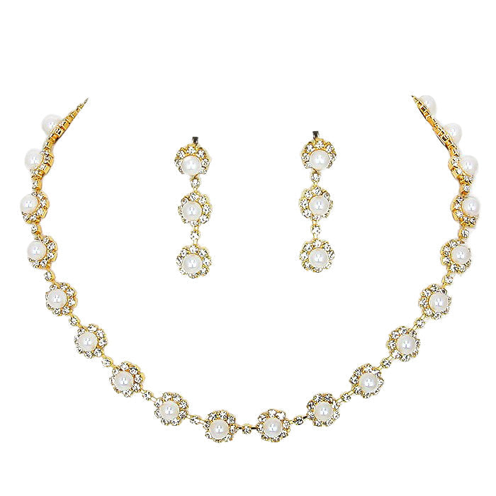 Gold Crystal Rhinestone Pearl Flower Collar Necklace, is a unique and gorgeous jewelry set that enriches your beauty and represents your perfect class on special occasions. It will give you an enhanced attraction that will bring smiles to faces with joy. Make your moments beautiful and memorable with this pearl flower necklace.