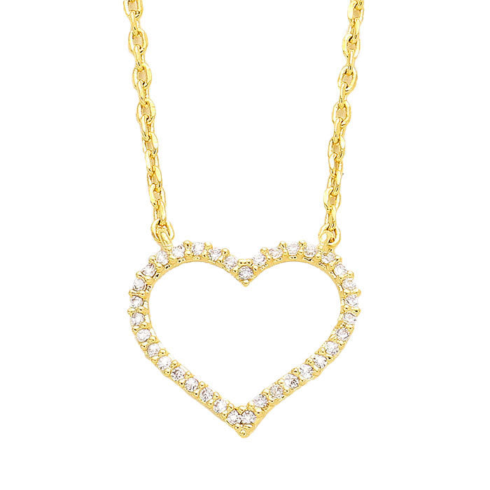 Gold Cubic Zirconia Heart Hoop Pendant Necklace. Beautifully crafted design adds a gorgeous glow to any outfit. Jewelry that fits your lifestyle! Perfect Birthday Gift, Anniversary Gift, Mother's Day Gift, Anniversary Gift, Graduation Gift, Prom Jewelry, Just Because Gift, Thank you Gift.
