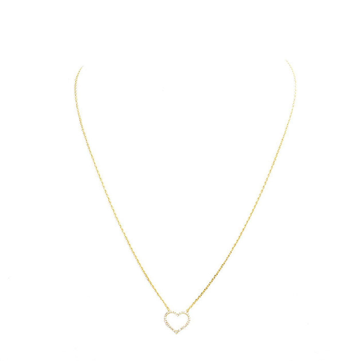 Gold Cubic Zirconia Heart Hoop Pendant Necklace. Beautifully crafted design adds a gorgeous glow to any outfit. Jewelry that fits your lifestyle! Perfect Birthday Gift, Anniversary Gift, Mother's Day Gift, Anniversary Gift, Graduation Gift, Prom Jewelry, Just Because Gift, Thank you Gift.