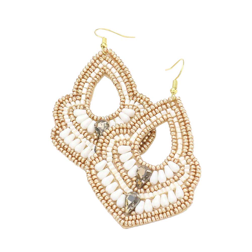 Gold Felt Back Boho Multi Beaded Dangle Earrings. These Multi beaded dangle earrings are easy to put on, take off and so comfortable for daily wear. Pair these with tee and jeans and you are good to go. It will be your new favorite go-to accessory. Perfect Birthday gift, friendship day, Mother's Day, Graduation Gift.