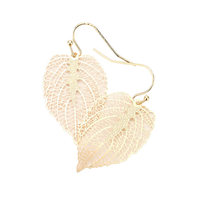 Gold Filigree Brass Metal Leaf Dangle Earrings, put on a pop of color to complete your ensemble. Perfect for adding just the right amount of shimmer & shine and a touch of class to special events. Perfect Birthday Gift, Anniversary Gift, Mother's Day Gift, Graduation Gift.