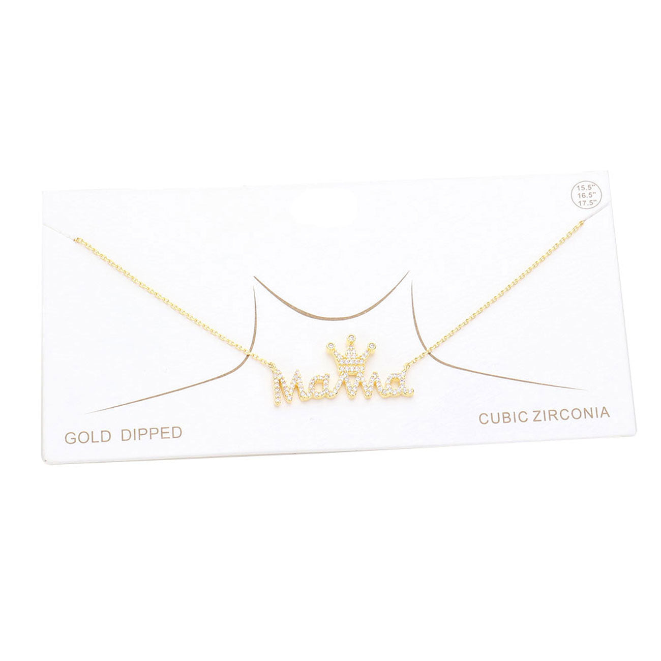 Gold Dipped CZ Crown MAMA Message Pendant Necklace, Make your Mom feel special with this gorgeous Dipped Crown Pendant Necklace gift! Her heart will swell with joy! This piece is versatile and goes with practically anything! This Crown MAMA Pendant Necklace is perfect Mother's Day gift for all the special women in your life, be it mother, wife, sister or daughter.