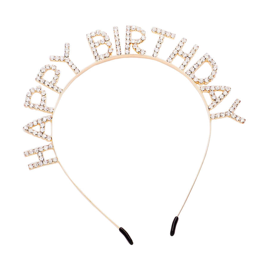 gold Happy Birthday Crystal Rhinestone Headband, brings a gorgeous glow to your outfit to show off the royalty on your special day. This crystal rhinestone headband is made of brilliant crystal rhinestone which looks so delicate and elegant. The exquisite structure and craft make it looks unique and distinctive.