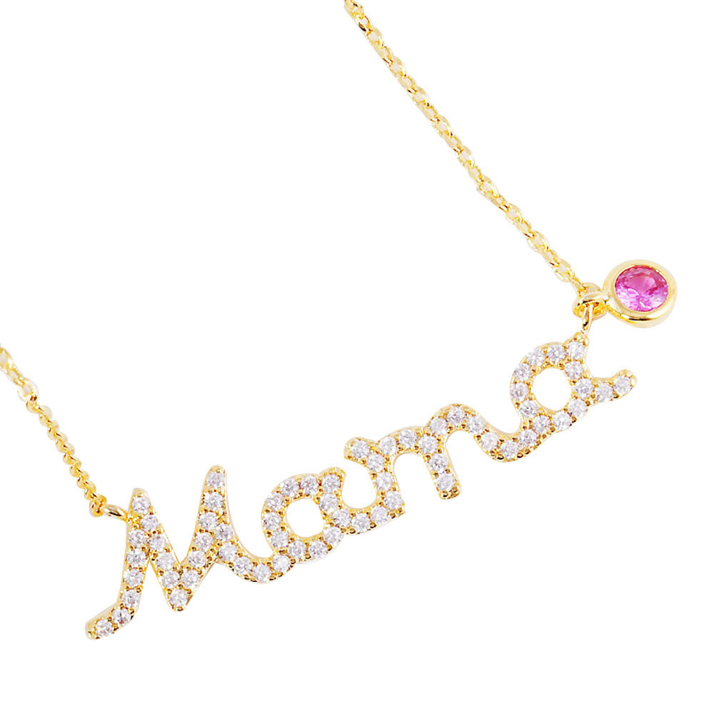 Gold October Birthstone MAMA Message Pendant Necklace. Elegant jewelry brightens up your brilliant life. No matter when, a mother is always there to accompany you and protect you. The mother necklace keeps our love close to mom. Make your mother feel special by giving this MAMA pendant necklace as a gift and expressing your love for your mother on this Mother's Day.