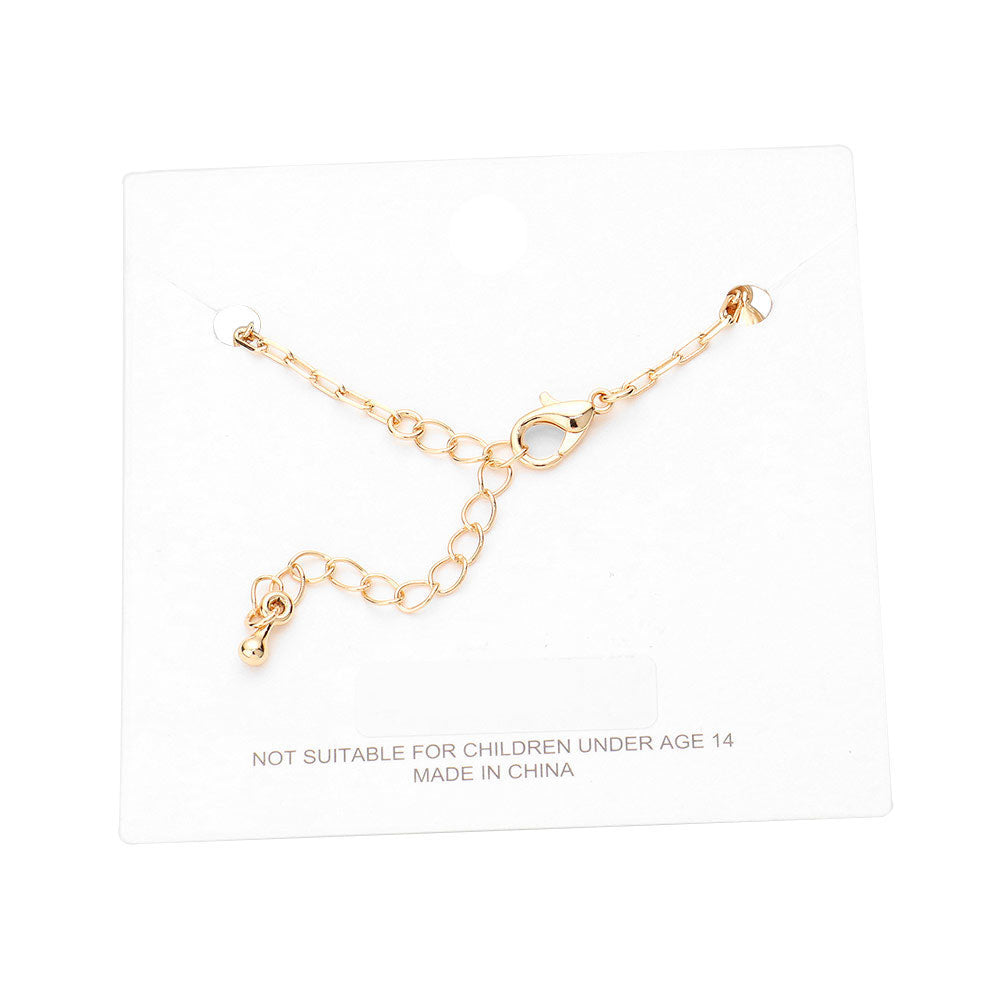 Gold Triple Metal Smile Double Round Stone Station Anklet, Look like the ultimate fashionista with these Anklet! Add something special to your outfit! special It will be your new favorite accessory. Perfect Birthday Gift, Anniversary Gift, Mother's Day Gift, Anniversary Gift, Graduation Gift, Thank you Gift.
