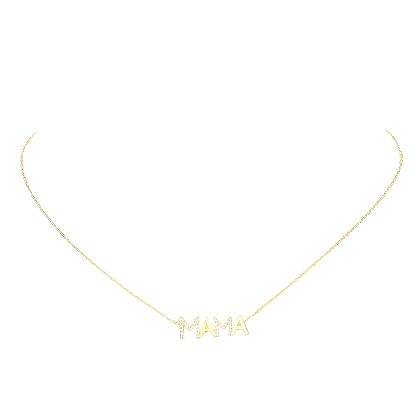 Gold White Gold Dipped CZ Mama Metal Message Pendant Necklace, Get ready with these Necklace, put on a pop of color to complete your ensemble. This necklace makes your mom feel special ! Perfect for adding just the right amount of shimmer & shine and a touch of class to special events. This Mama's necklace is perfect Mother's Day gift for all the special women in your life, be it mother, wife, sister or daughter.