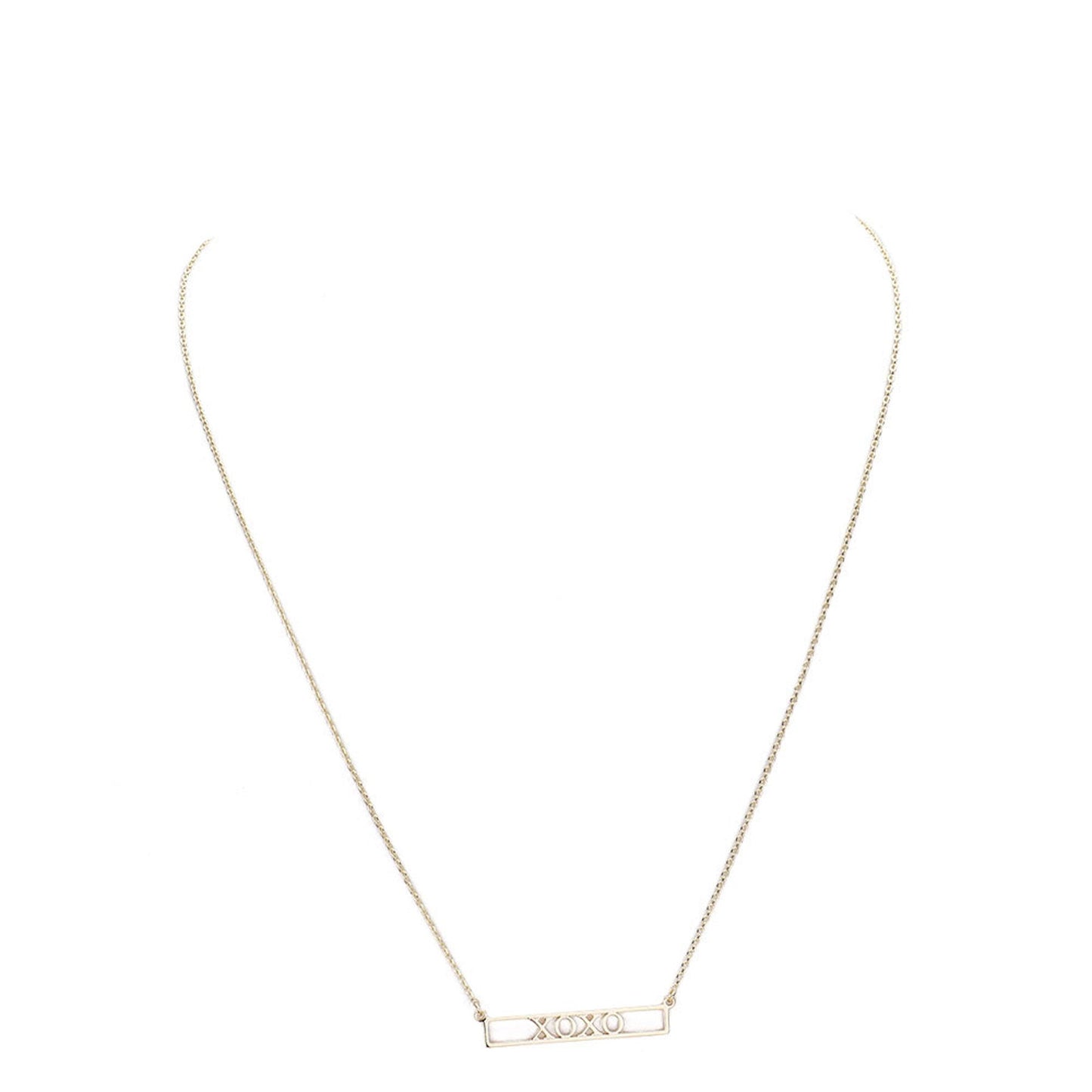 Gold Xoxo Brass Metal Pendant Necklace. Beautifully crafted design adds a gorgeous glow to any outfit. Jewelry that fits your lifestyle! Perfect Birthday Gift, Anniversary Gift, Mother's Day Gift, Graduation Gift, Prom Jewelry, Just Because Gift, Thank you Gift, Valentine's Day Gift.