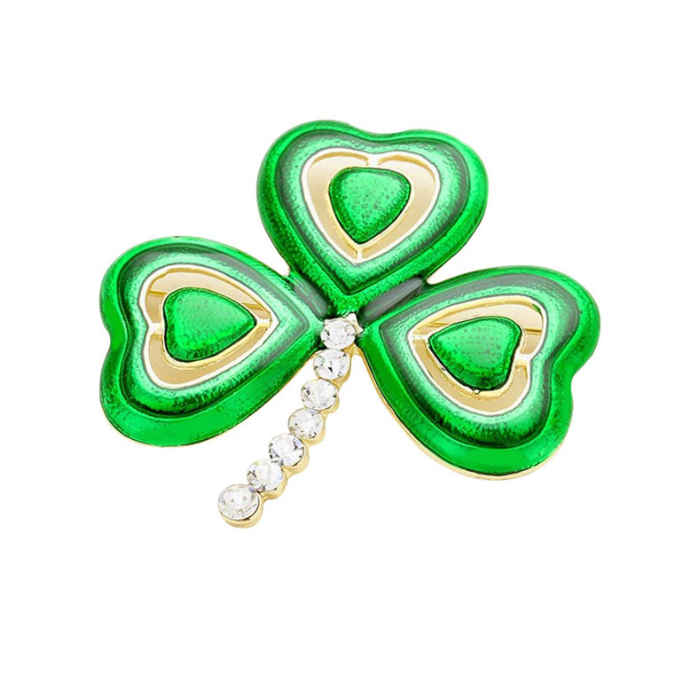 Gold Green Lacquered Clover Brooch, gives your outfit the extra boost it needs this season. The luck of the Irish will work magically everywhere while wearing this clover brooch. Mardi Gras, tours, parties, the new year, parties, etc. Stay unique & beautiful! Great gift idea for your Loving One. Enjoy the moments!