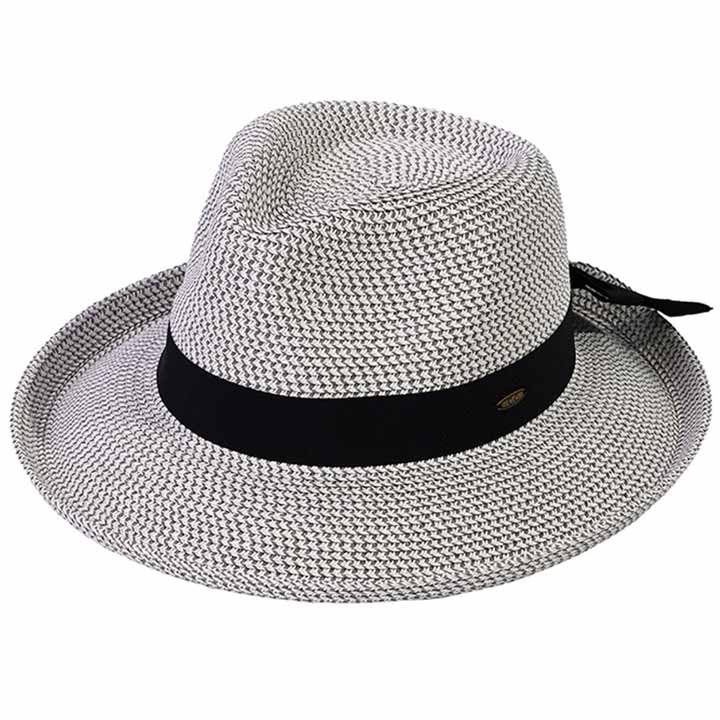 Gray C C Solid Bow Band Rolled Edge Panama Sunhat, a beautiful & comfortable panama sunhat is suitable for summer wear to amp up your beauty & make you more comfortable everywhere. Excellent panama sunhat for wearing while gardening, traveling, boating, on a beach vacation, or to any other outdoor activities.