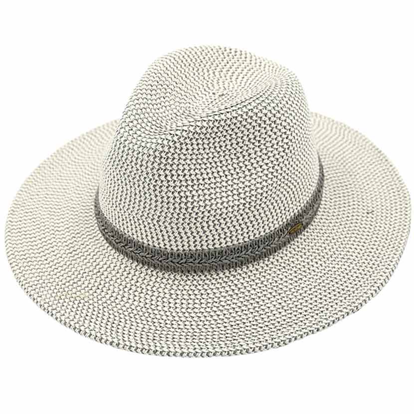 gray C.C Heather Effect Panama Sunhat, Keep your styles on even when you are relaxing at the pool or playing at the beach. Large, comfortable, and perfect for keeping the sun off of your face, neck, and shoulders. Perfect summer, beach accessory. Ideal for travelers who are on vacation or just spending some time in the great outdoors.