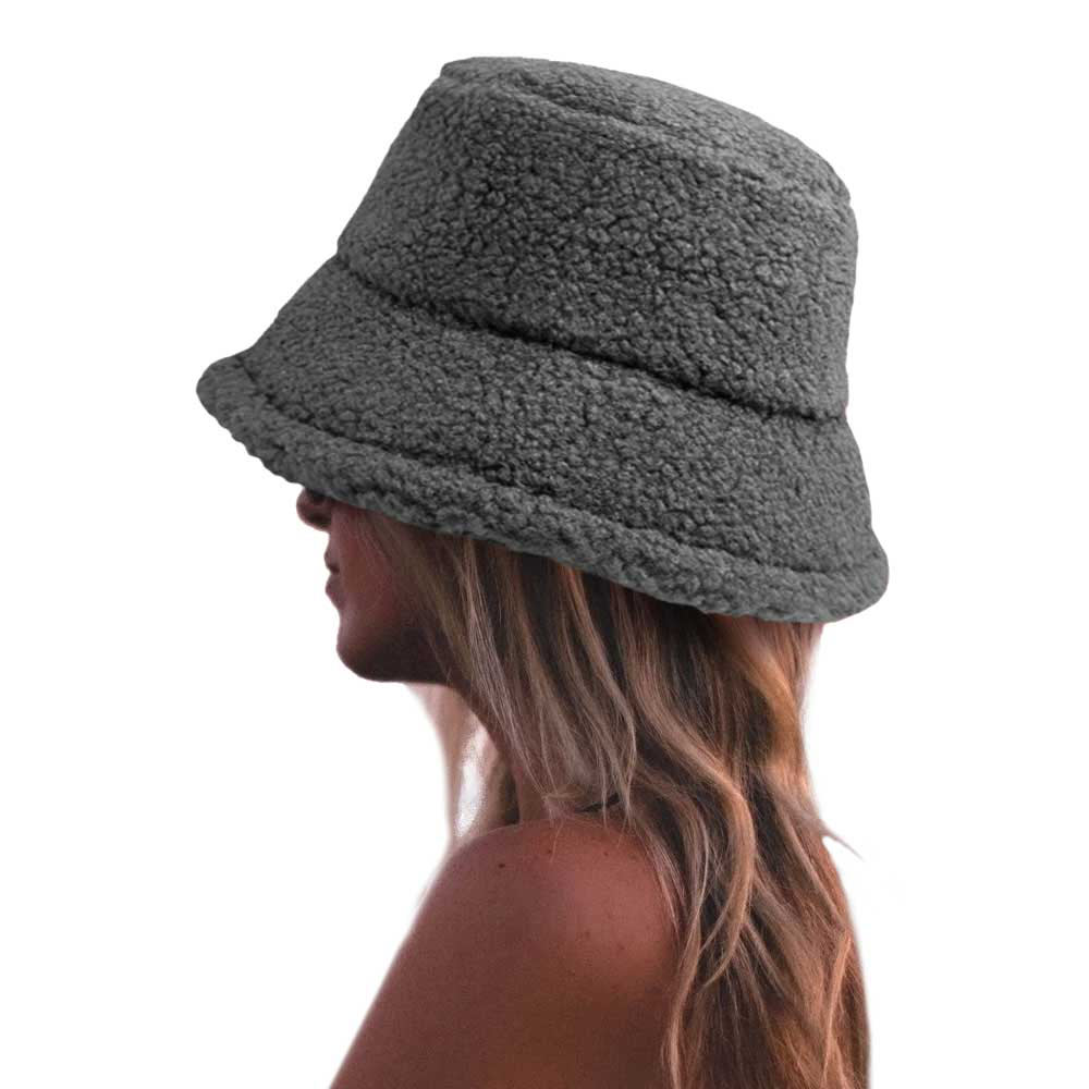 Gray Fluffy Bucket Hat, Show your excellent choice with this chic Faux Fur Bucket Hat. This fluffy bucket hat is nicely designed and a great addition to your attire. Have fun and look Stylish anywhere outdoors. Great for covering up when you are having a bad hair day. Perfect for protecting you from the wind, snow, beach, pool, camping, or any outdoor activities in cold weather. Amps up your outlook with confidence with this trendy bucket hat.