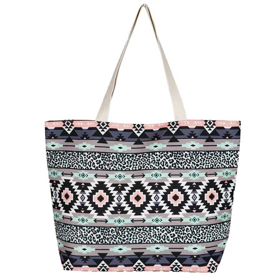 Gray Leopard Tribal Pattern Beach Tote Bag. Show your trendy side with this awesome tote bag. Have fun and look stylish. Versatile enough for carrying through the week, perfectly lightweight to carry around all day. Perfect Birthday Gift, Anniversary Gift, Mother's Day Gift, Valentine's Day Gift.