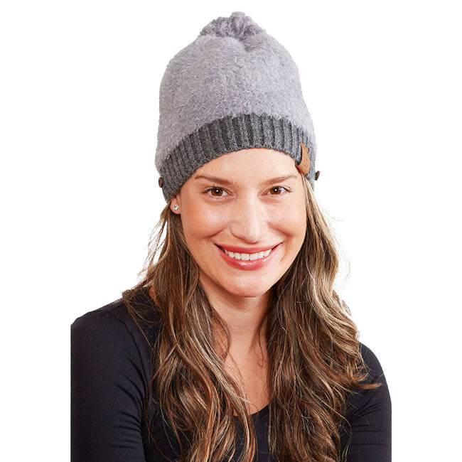 Gray Trendy Face Mask Holder Button Cable Knit Pom Pom Beanie Hat, before running out the door into the cool air, you’ll want to reach for this toasty beanie to keep you incredibly warm. Accessorize the fun way with this cable knit pom pom hat, it's the autumnal touch you need to finish your outfit in style. Awesome winter gift accessory! Perfect Gift Birthday, Christmas, Stocking Stuffer, Secret Santa, Holiday, Anniversary, Valentine's Day, Loved One.