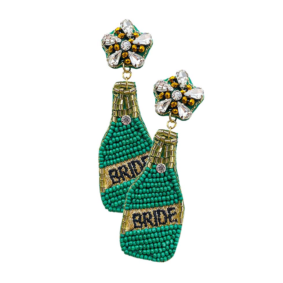 GreenBride Felt Back Seed Beaded Champagne Dangle Earrings, This Champagne earring will glow up your special occasion, stylist, and fashionable beaded handcrafted jewelry that fits your lifestyle, Dangle earrings add extra special to your outfit! Enhance your attire with these beautiful artisanal wedding & bridal-themed earrings to show off your fun trendsetting style.