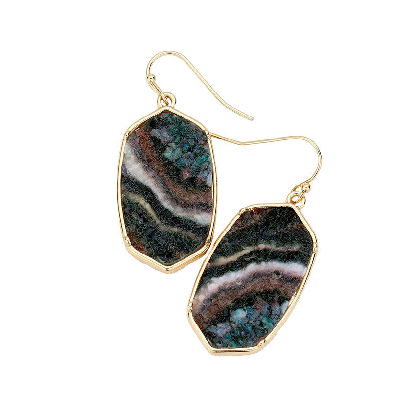 Green Fish Hook Back Hexagon Druzy Dangle Earrings. Beautifully crafted design adds a gorgeous glow to any outfit. Jewelry that fits your lifestyle! Perfect Birthday Gift, Anniversary Gift, Mother's Day Gift, Anniversary Gift, Graduation Gift, Prom Jewelry, Just Because Gift, Thank you Gift.