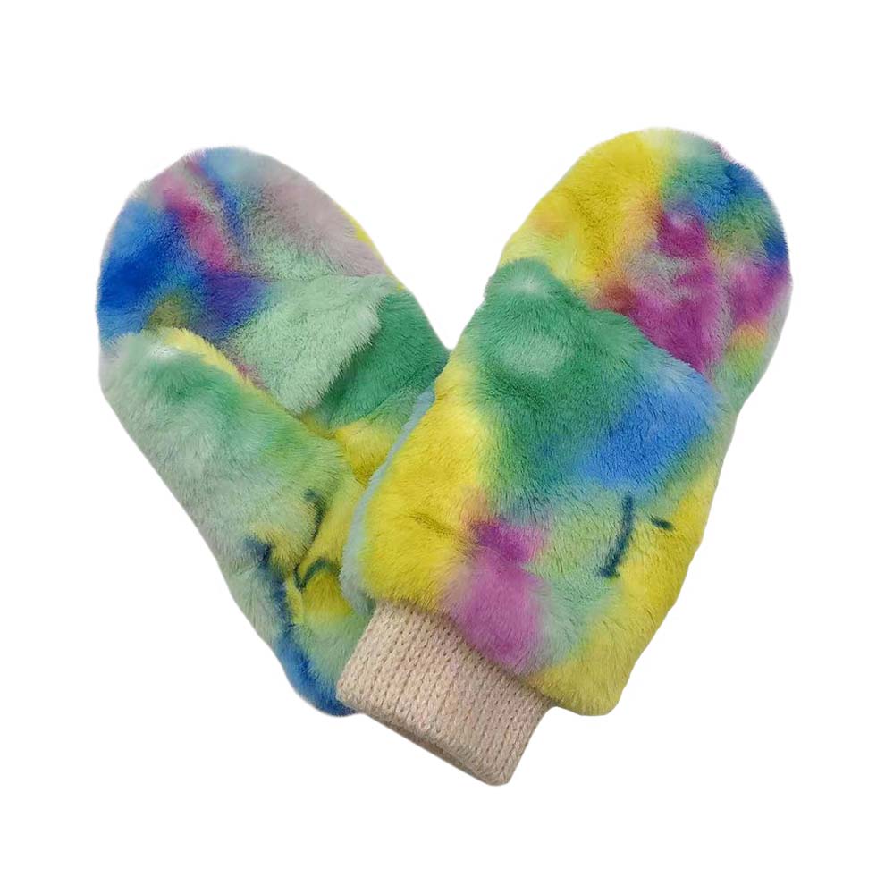 Green Tie Dye Faux Fur Mittens, are smart, eye-catching, and attractive addition to your outfit that will amp up your beauty to a greater extent. These trendy gloves keep you absolutely warm and toasty in the winter and cold weather outside. Accessorize the fun way with these gloves. It's the autumnal touch you need to finish your outfit in style. A pair of these gloves will be a nice gift for your family, friends, anyone you love, and even yourself. Enjoy the winter!