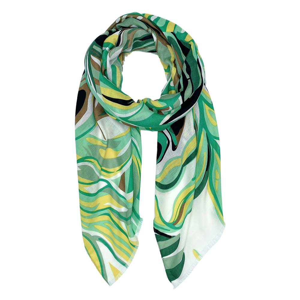 Green Tropical Leaf Printed Oblong Scarf, This lightweight oblong scarf in soothing colors features a traditional Leaf design. The beautifully crafted design adds a gorgeous glow to any outfit. Suitable for holidays, Casual, or any Occasions in Spring, Summer, and Autumn. There is a perfect gift for any occasion.