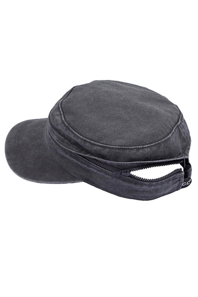 Grey C.C Convertible Denim Army Zipper Cap Sun Visor Cotton Summer Sun Hat; show your trendy side with this chic cap accented with a zipper, brings of-the-moment edge to a classic cap, popular among street-style crowd. Perfect for protecting from the sun, rain, wind, snow on outdoor activities. Perfect for Summer, Vacation