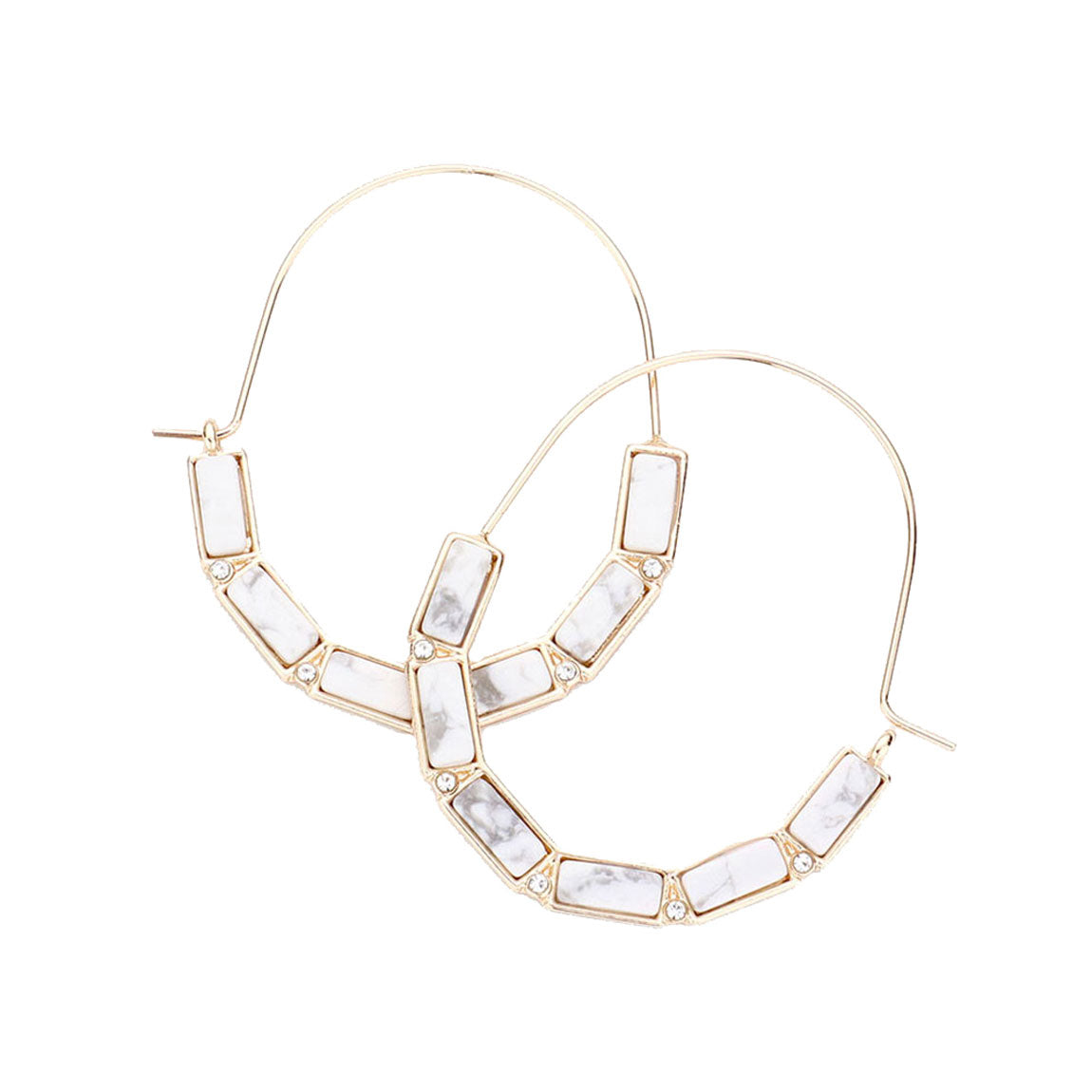 Howlite Omega Closure Semi Precious Rectangle Earrings, put on a pop of color to complete your ensemble. Perfect for adding just the right amount of shimmer & shine and a touch of class to special events. Perfect Birthday Gift, Anniversary Gift, Mother's Day Gift, Graduation Gift.