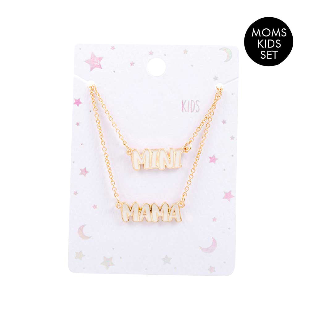 Ivory 2PCS Enamel MINI MAMA Pendant Moms and Kids Set Necklace, This is a beautiful set of matching MAMA/MINI Message pendant Necklace. These make a perfect gift for a mama and daughter duo, or any ladies who want to show their special connection. Matching with your little is always fun and these Enamel Necklace make dressing up even more special! This beautiful Mom Kids set is the ideal mother's day present.