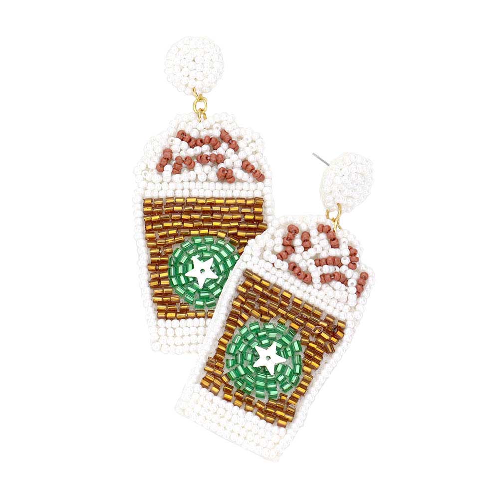 Ivory Felt Back Beaded Beverage Dangle Earrings, put on a pop of color to complete your ensemble. Perfect for adding just the right amount of shimmer & shine and a touch of class to special events. Perfect Birthday Gift, Anniversary Gift, Mother's Day Gift, Graduation Gift.