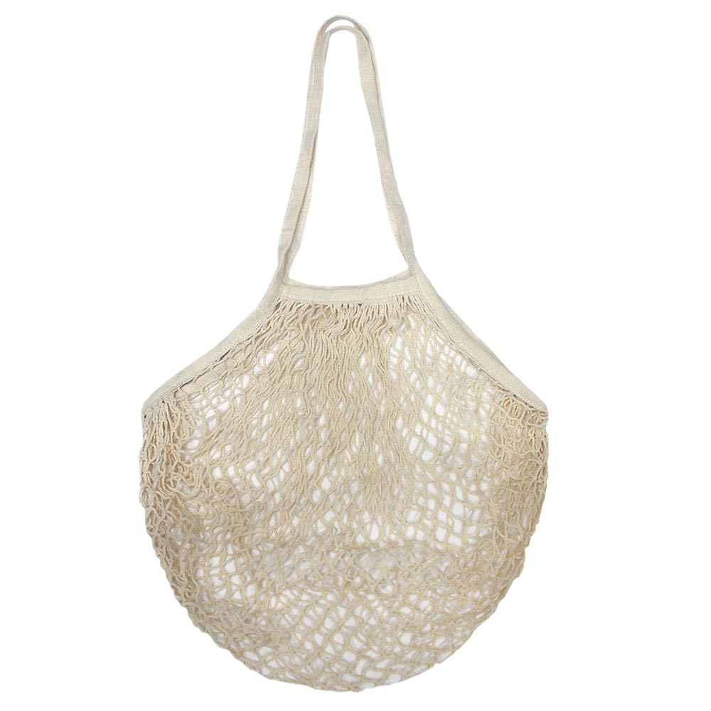 Ivory Solid Mesh Net Tote Bag, use these solid mesh net bags instead of single-use plastic and paper bags for your trip to the farmer's market for any kind of produce, fruits, or vegetables. A reusable grocery net bag that you can also use as storage or organizer for toys, laundry, and many more. You can also hang them on the kitchen wall and use them as a basket for onions, potatoes, or any bulk food. These net tote bags are foldable and easy to carry around when not in use