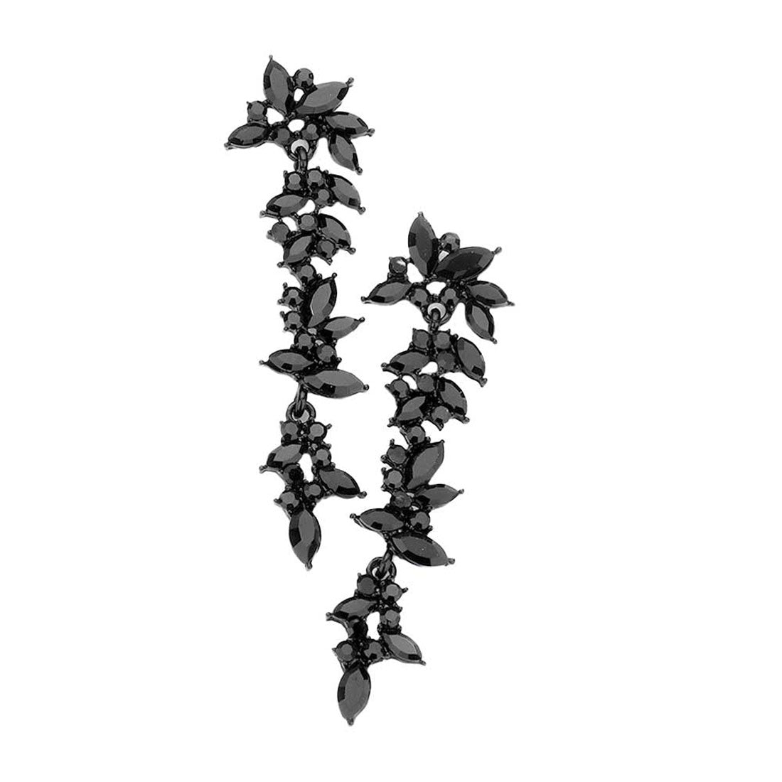 Jet Black Marquise Stone Cluster Drop Dangle Evening Earrings. These gorgeous stone pieces will show your class in any special occasion. The elegance of these stone goes unmatched, great for wearing at a party! Perfect jewelry to enhance your look. Awesome gift for birthday, Anniversary, Valentine’s Day or any special occasion.