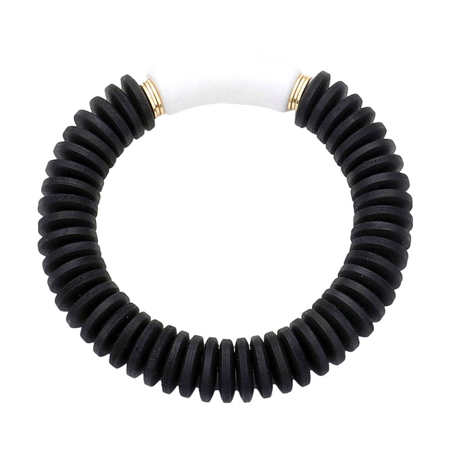 Jet Black Resin Accented Wood Stretch Bracelet, Get ready with these wood stretch bracelet, put on a pop of color to complete your ensemble. Perfect for adding just the right amount of shimmer & shine and a touch of class to special events. Perfect Birthday Gift, Anniversary Gift, Mother's Day Gift, Graduation Gift.