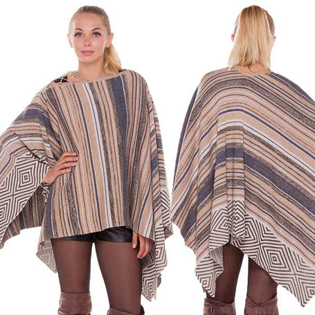 Khaki Fashionable Geometric Stripe Lace Up Detail Poncho, the perfect accessory, luxurious, trendy, super soft chic capelet, keeps you warm and toasty. These Poncho is Lightweight and soft brushed exterior fabric that make you feel more comfortable. You can throw it on over so many pieces elevating any casual outfit! Perfect Gift for Wife, Mom, Birthday, Holiday, Christmas, Anniversary, Fun Night Out.