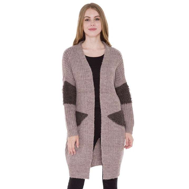 Khaki Soft Knit Furry Decoration Long Cardigan Poncho Outwear Shawl Cover Up, the perfect accessory, luxurious, trendy, super soft chic capelet, keeps you warm & toasty. You can throw it on over so many pieces elevating any casual outfit! Perfect Gift Birthday, Holiday, Christmas, Anniversary, Wife, Mom, Special Occasion