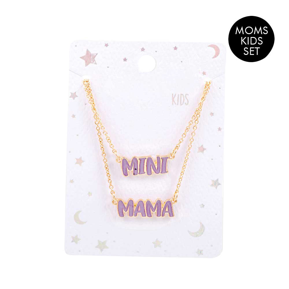 Lavender 2PCS Enamel MINI MAMA Pendant Moms and Kids Set Necklace, This is a beautiful set of matching MAMA/MINI Message pendant Necklace. These make a perfect gift for a mama and daughter duo, or any ladies who want to show their special connection. Matching with your little is always fun and these Enamel Necklace make dressing up even more special! This beautiful Mom Kids set is the ideal mother's day present.