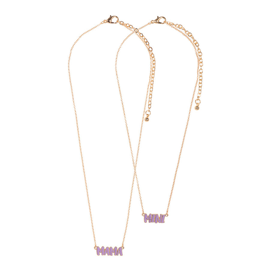 Lavender 2PCS Enamel MINI MAMA Pendant Moms and Kids Set Necklace, This is a beautiful set of matching MAMA/MINI Message pendant Necklace. These make a perfect gift for a mama and daughter duo, or any ladies who want to show their special connection. Matching with your little is always fun and these Enamel Necklace make dressing up even more special! This beautiful Mom Kids set is the ideal mother's day present.